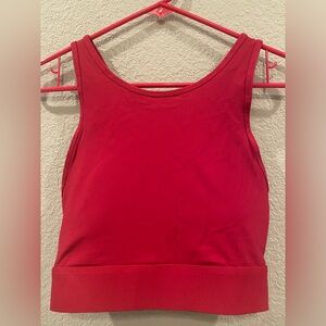 Fabletics burgundy cross back sports bra with removable padding size M